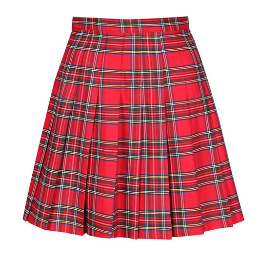 Winter bottoms Stitch Down Pleat Skirt Red Tartan